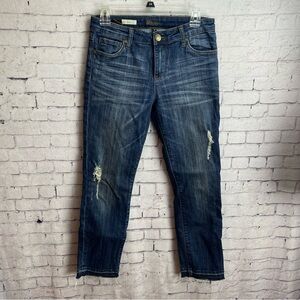 Kut from the Kloth size 4 Reese ankle straight leg distressed dark wash jeans